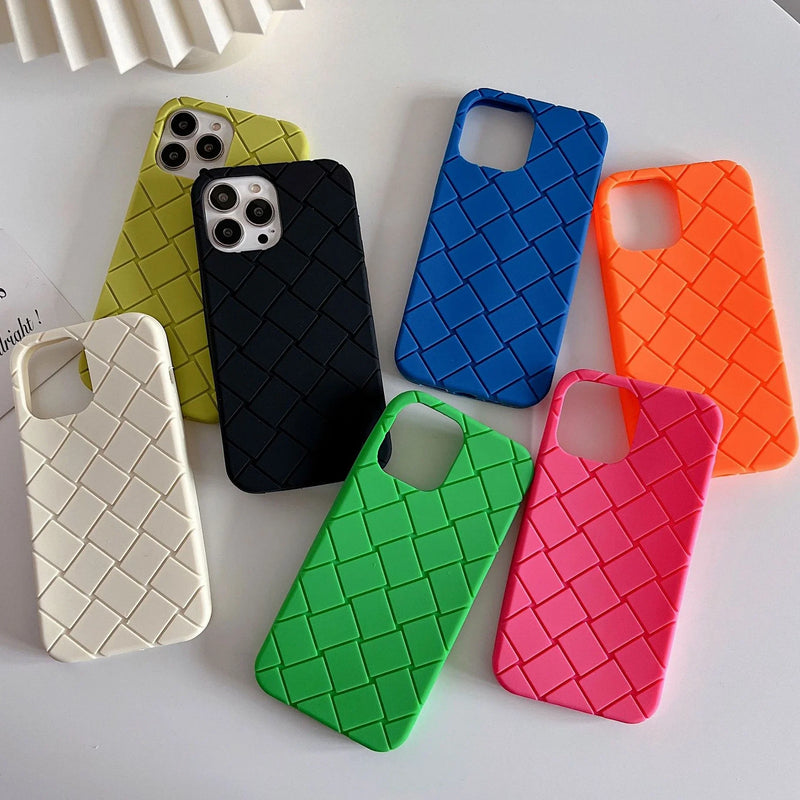 Luxury Woven Pattern Tpu Phone Case for iPhone 15 14 13 12 11 Pro Max Soft Silicone Rubber Back Cover for iPhone 15 14 Female